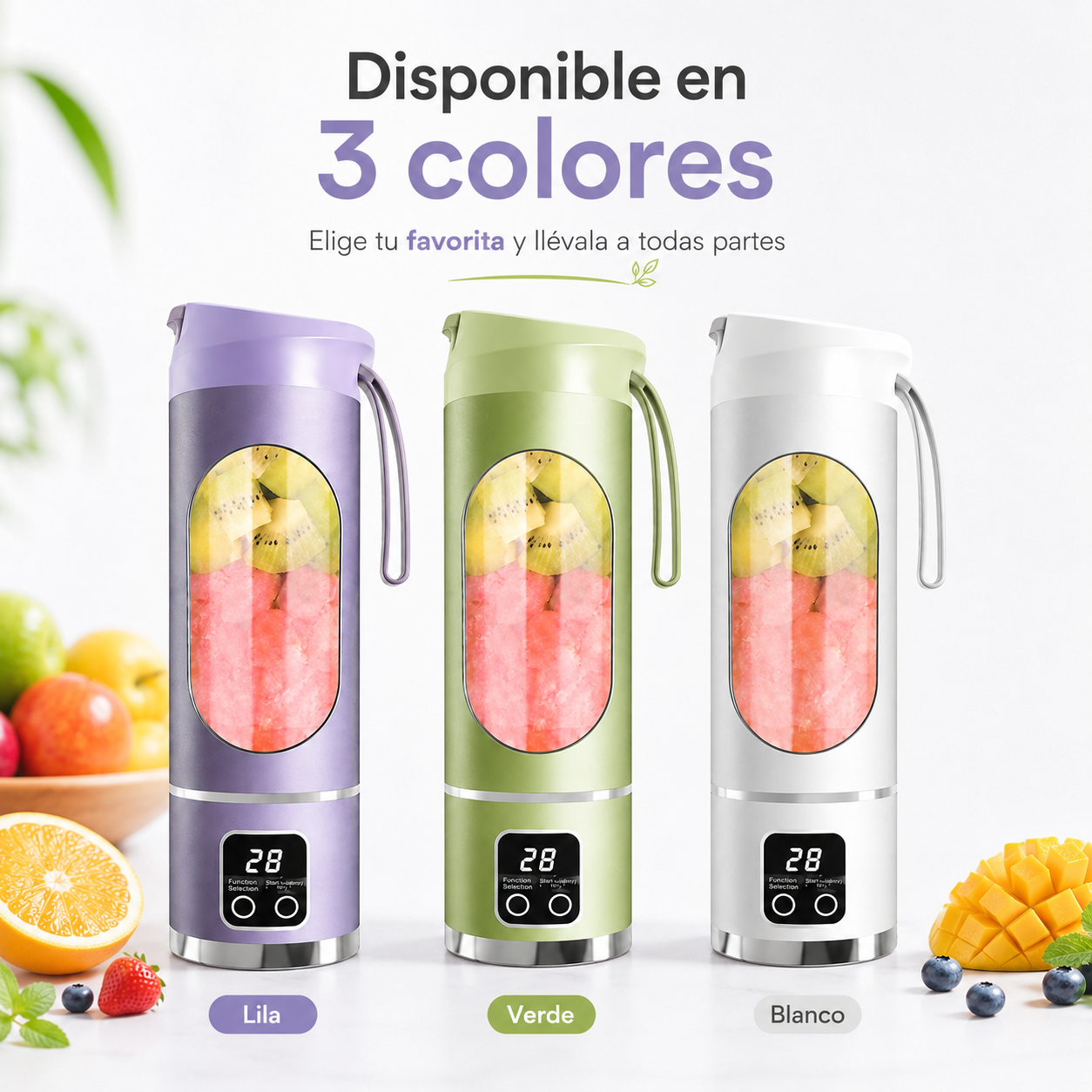 Licuadora Portátil Digital Recargable 450 ml HS-860