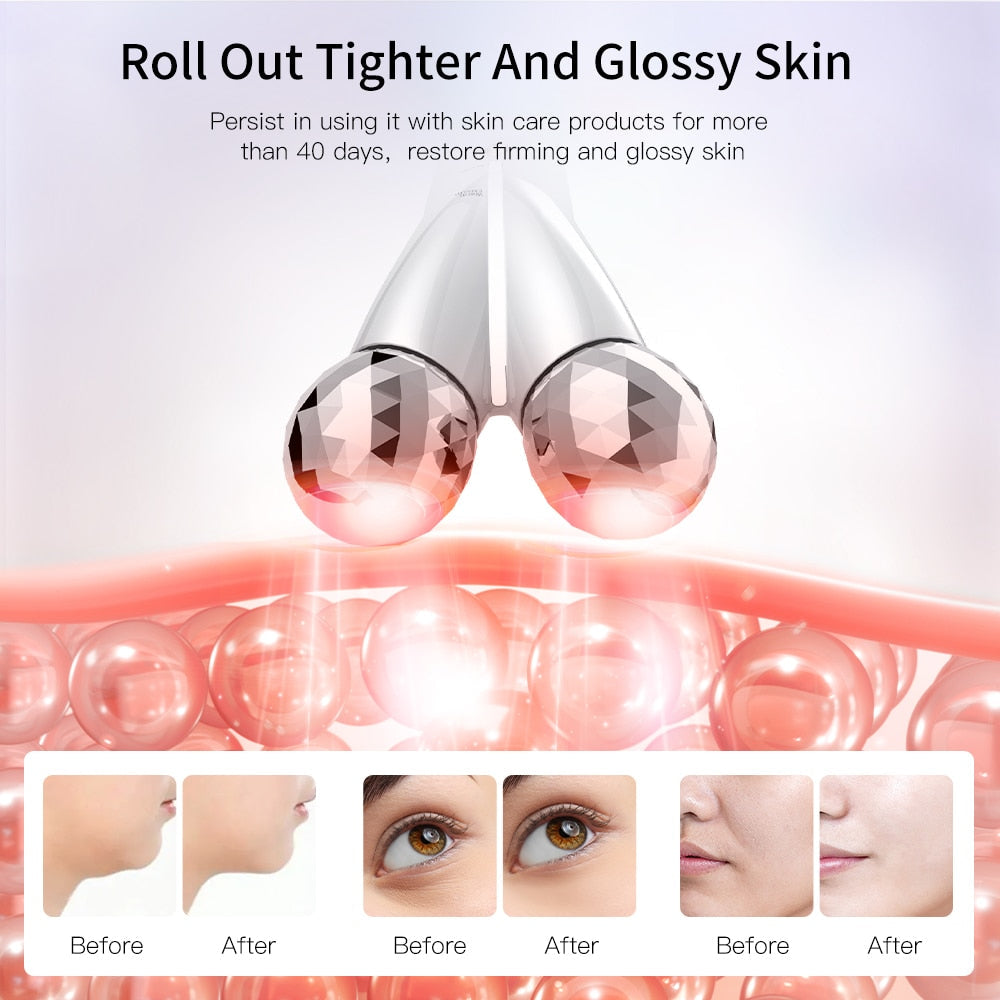 Rodillo eléctrico EMS para masaje facial, masajeador de microcorriente para estiramiento facial