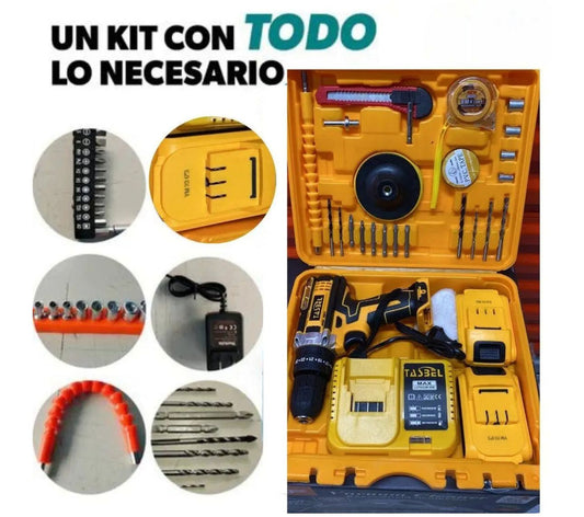 Taladro con Pulidora + Set Herramientas Tasbel