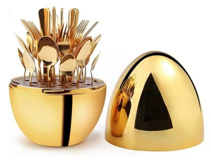 Set de 24 Cubiertos Premium Color Oro
