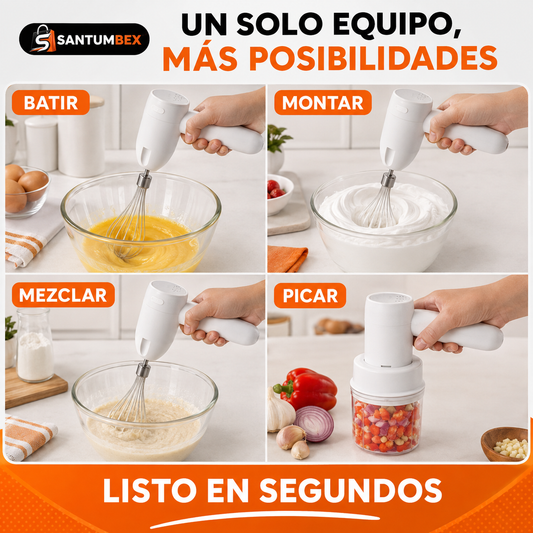 Batidor y Picador Inalámbrico 2 en 1 Recargable