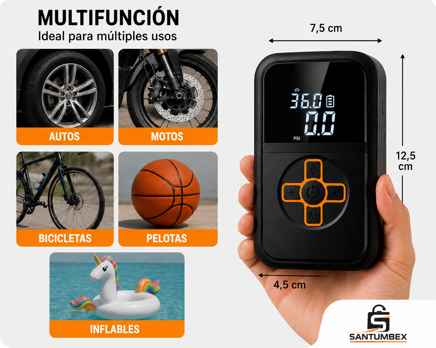 Compresor de Aire Portátil Digital 150 PSI Recargable