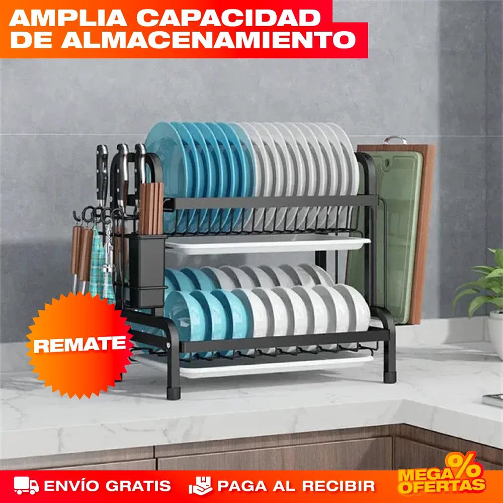 Escurridor Trastes Platos De 2 Niveles Acero Inoxidable