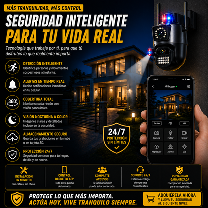 Cámara de Seguridad 360° GESKS que protege tu hogar desde tu celular+ ENVÍO GRATIS 🚚