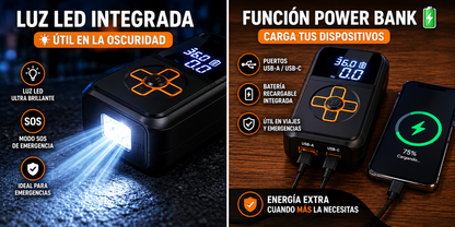 Compresor de Aire Portátil Digital 150 PSI Recargable