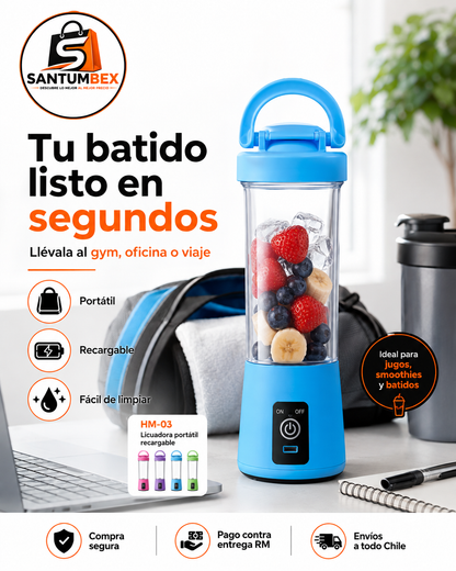 Licuadora Portátil Recargable 380ML con Asa – Jugos y Smoothies