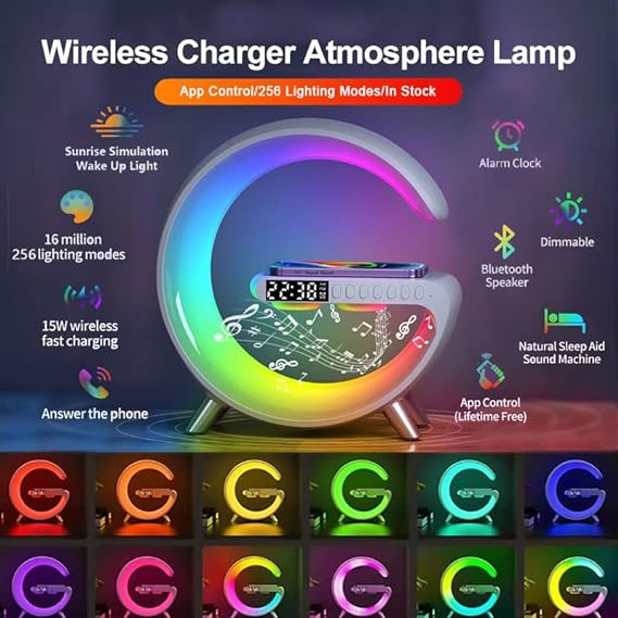 Lámpara-Parlante G colorida con cargador inalámbrico