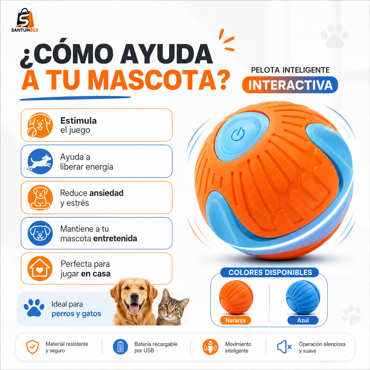 Pelota Inteligente  para Perros y Gatos