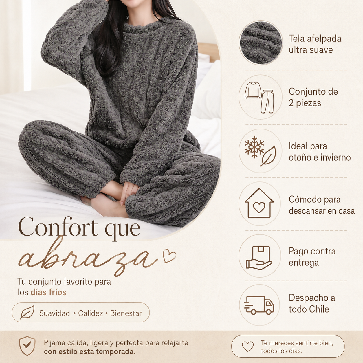 Pijama Afelpado 2 Piezas Mujer – Otoño/Invierno