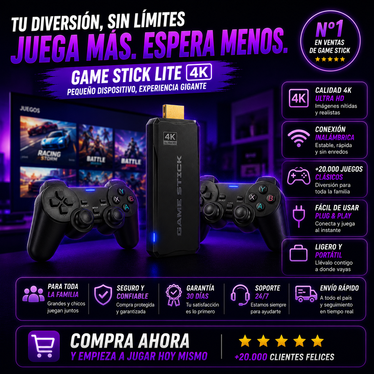 Game Stick- 20.000 Juegos Consolas Retro+ ENVÍO GRATIS 🚚