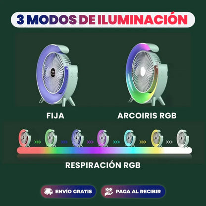 Frescura en Cualquier Lugar: Ventilador Portátil con Luz LED