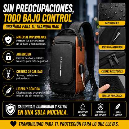 BOLSO ANTIRROBO CON CARGA USB+BLOQUEO