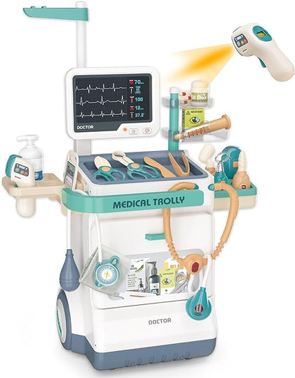 Kit médico de lujo para niños, juego de 26 piezas con estetoscopio de juego e instrumentos médicos