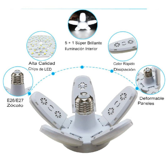 AMPOLLETA LED DE 5 ASPAS Y 55W