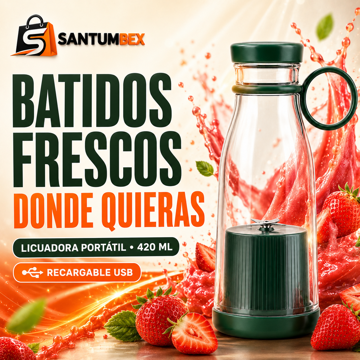 Licuadora Portátil Recargable USB 420 ml – Mini Juice