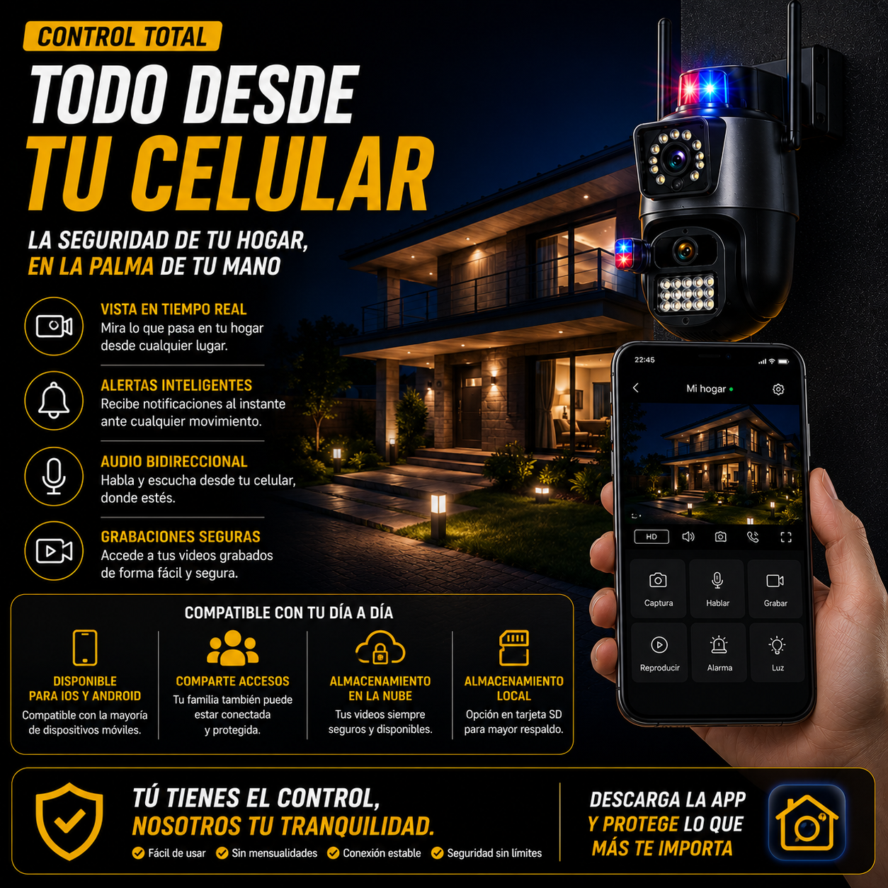 Cámara de Seguridad 360° GESKS que protege tu hogar desde tu celular+ ENVÍO GRATIS 🚚