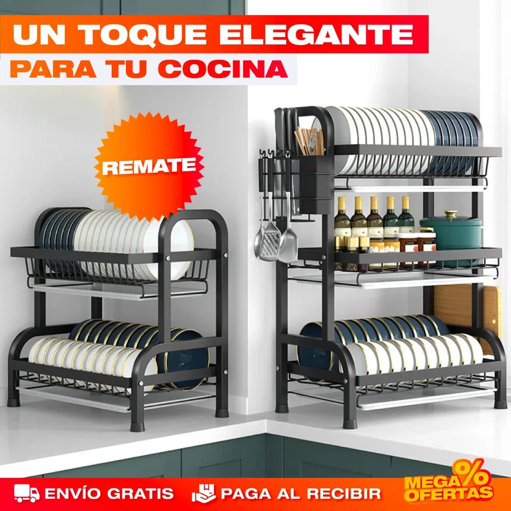 Escurridor Trastes Platos De 2 Niveles Acero Inoxidable