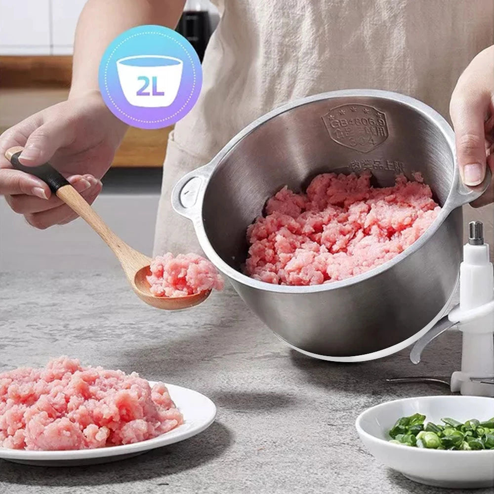 Procesador Eléctrico 2L para Picar Carne, Ajo, Cebolla y Verduras