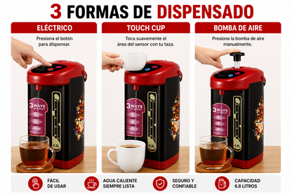 Termo Hervidor Eléctrico 6.8L Dispensador de Agua Caliente 750W
