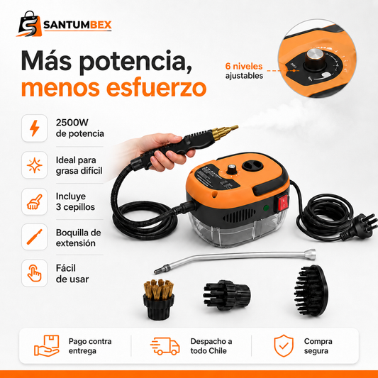 Limpiador de Vapor 2500W Alta Presión