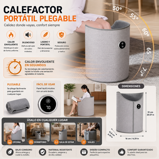 Calefactor Portátil Plegable de Bajo Consumo