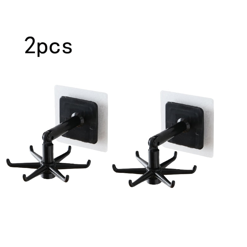 Ganchos giratorios de 360 grados para cocina, gancho autoadhesivo de pared para puerta, bolso, ropa, corbatas