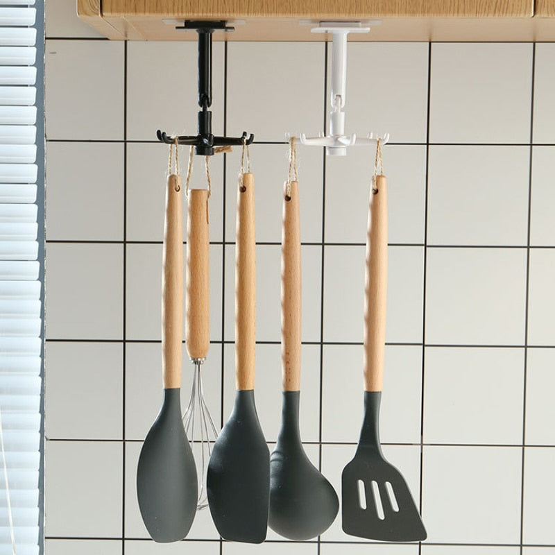 Ganchos giratorios de 360 grados para cocina, gancho autoadhesivo de pared para puerta, bolso, ropa, corbatas