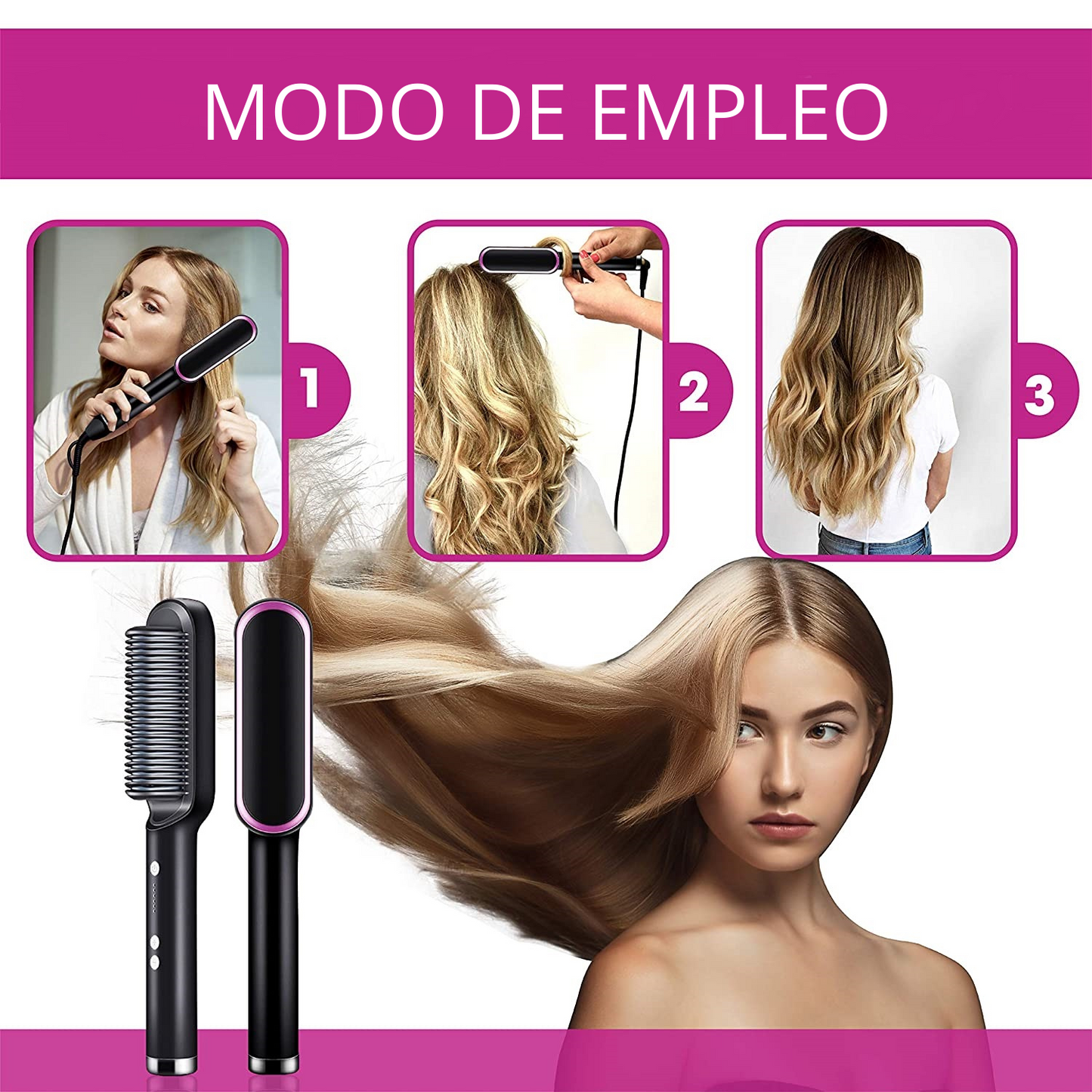 Cepillo Estilizador 2 en 1 – Liso y Rizado