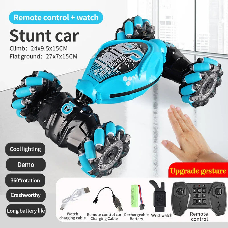 Coche teledirigido 4WD 1:16 Stunt con luz LED, gestor infrarrojo, inducción Twist, escalada, controlado por Radio, juguete para niños