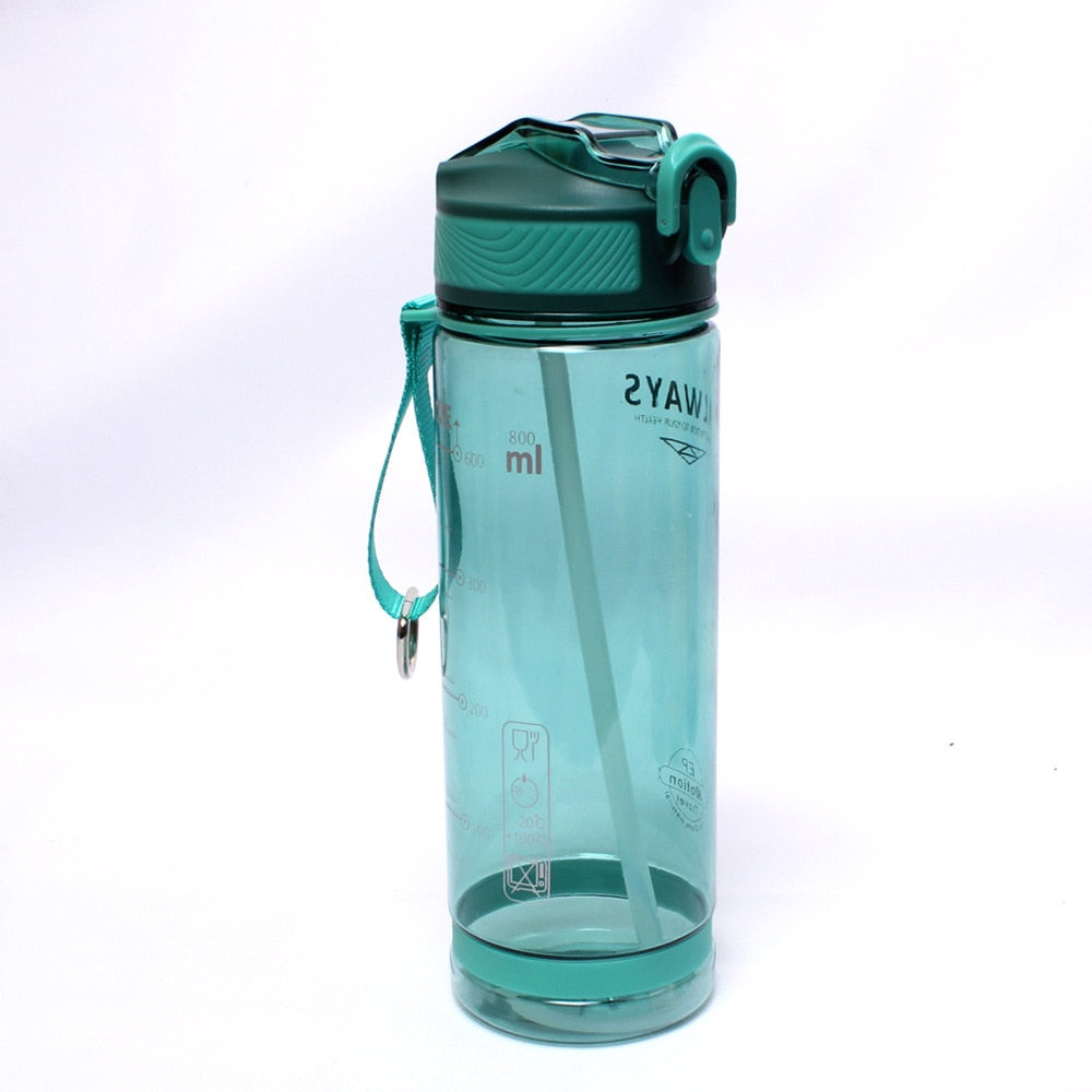 Botella de agua deportiva con bombilla