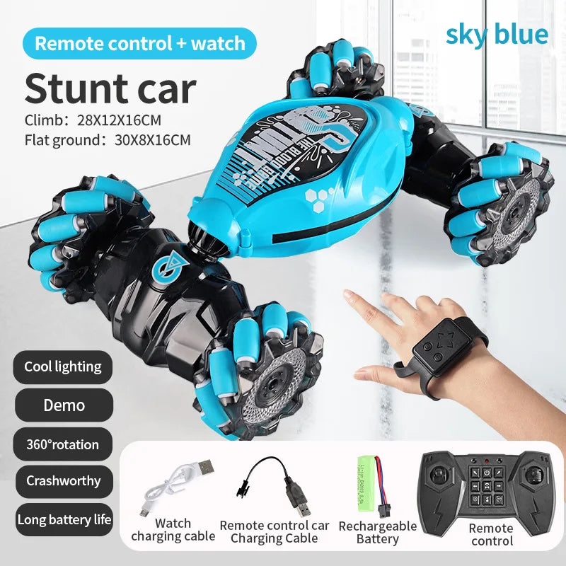 Coche teledirigido 4WD 1:16 Stunt con luz LED, gestor infrarrojo, inducción Twist, escalada, controlado por Radio, juguete para niños