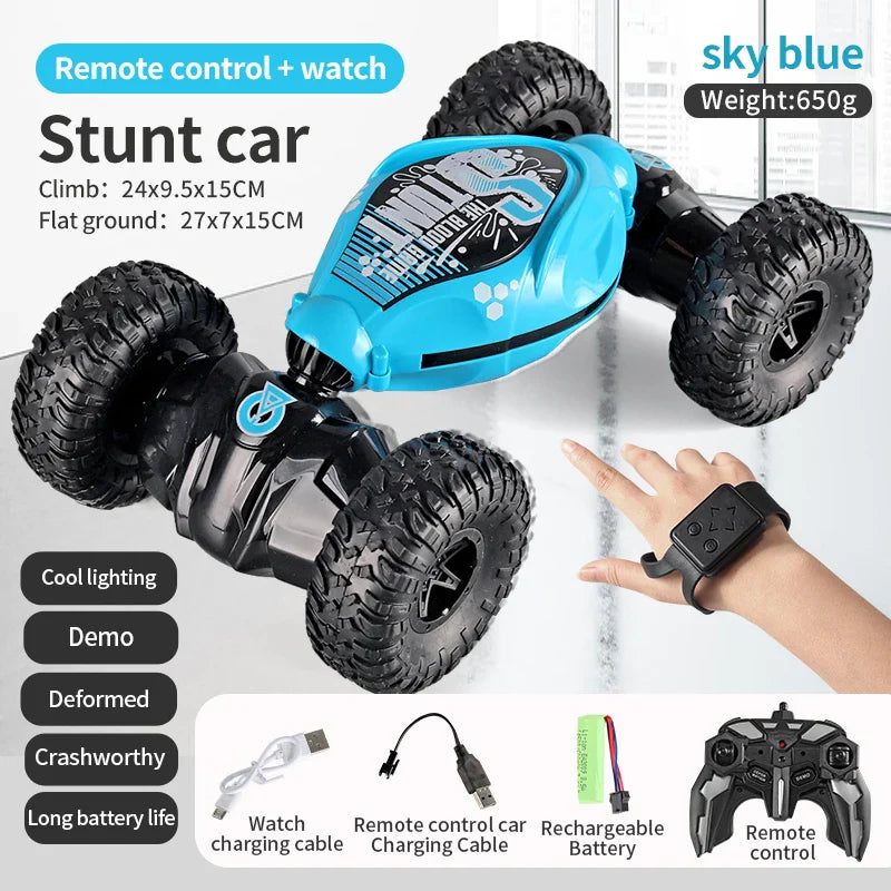 Coche teledirigido 4WD 1:16 Stunt con luz LED, gestor infrarrojo, inducción Twist, escalada, controlado por Radio, juguete para niños