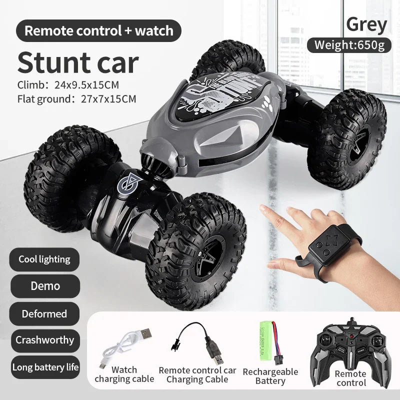 Coche teledirigido 4WD 1:16 Stunt con luz LED, gestor infrarrojo, inducción Twist, escalada, controlado por Radio, juguete para niños