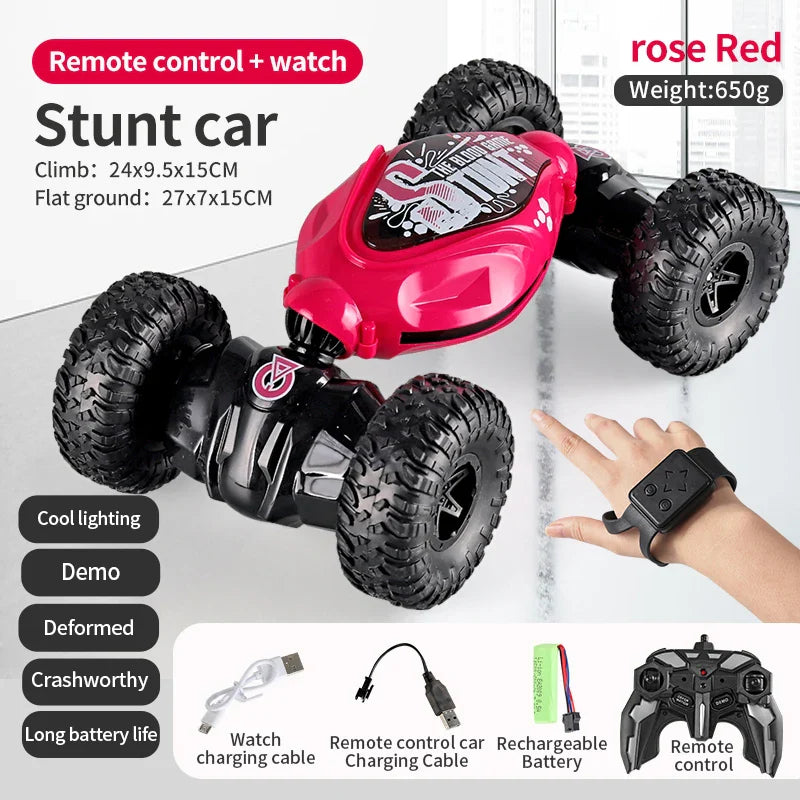 Coche teledirigido 4WD 1:16 Stunt con luz LED, gestor infrarrojo, inducción Twist, escalada, controlado por Radio, juguete para niños