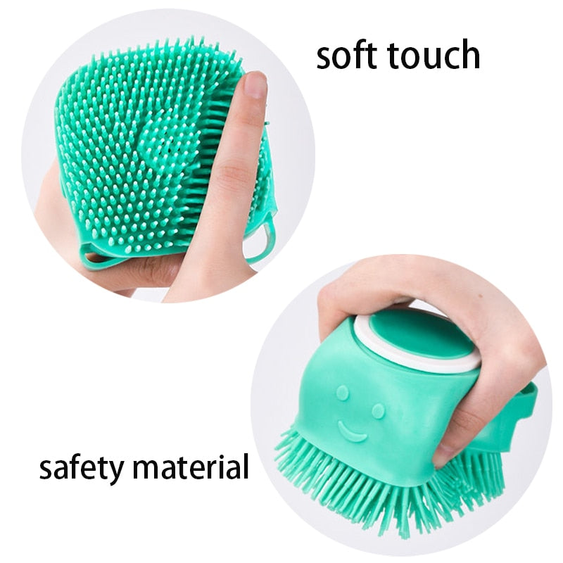 Cepillo de baño de silicona suave y seguro para perros y gatos