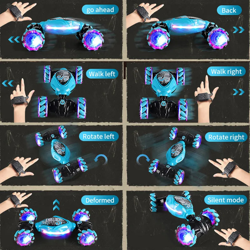 Coche teledirigido 4WD 1:16 Stunt con luz LED, gestor infrarrojo, inducción Twist, escalada, controlado por Radio, juguete para niños