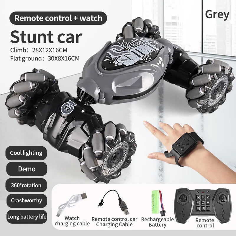 Coche teledirigido 4WD 1:16 Stunt con luz LED, gestor infrarrojo, inducción Twist, escalada, controlado por Radio, juguete para niños