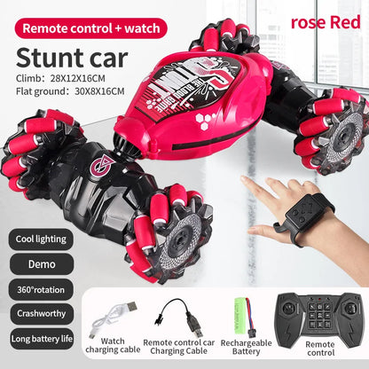 Coche teledirigido 4WD 1:16 Stunt con luz LED, gestor infrarrojo, inducción Twist, escalada, controlado por Radio, juguete para niños