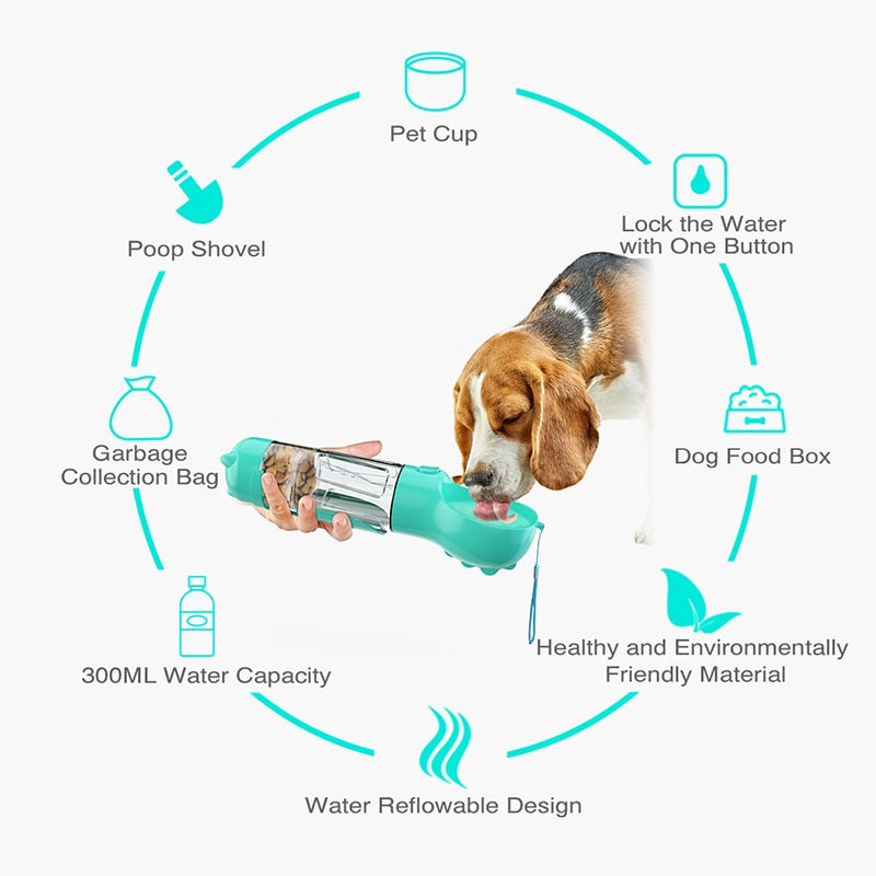 Botella de agua para perros y gatos 3 en 1