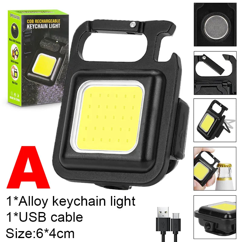 Mini linterna portátil COB para trabajo, luz LED magnética de bolsillo