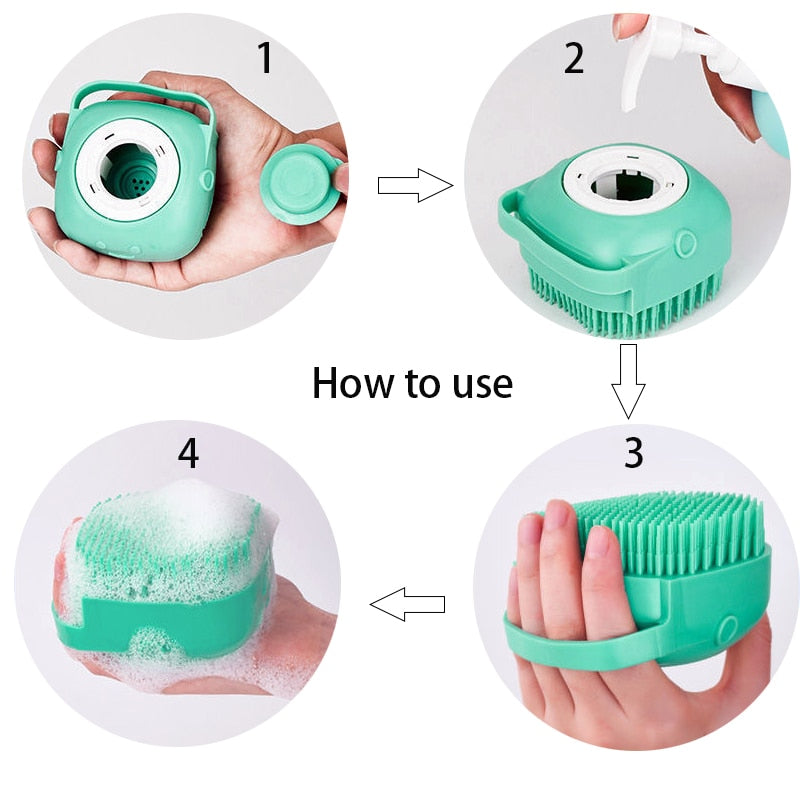 Cepillo de baño de silicona suave y seguro para perros y gatos