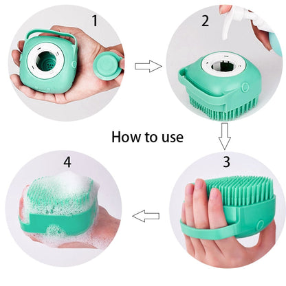 Cepillo de baño de silicona suave y seguro para perros y gatos