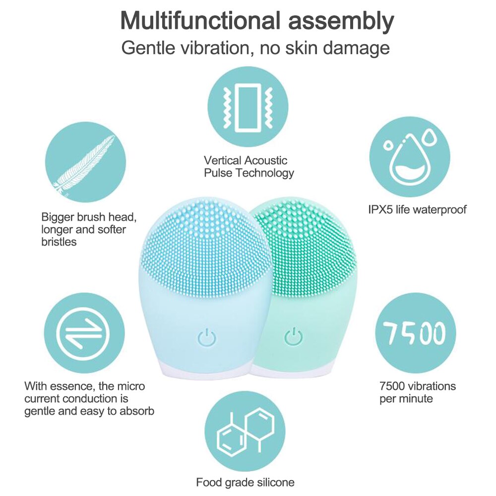 Cepillo eléctrico de silicona para limpieza Facial