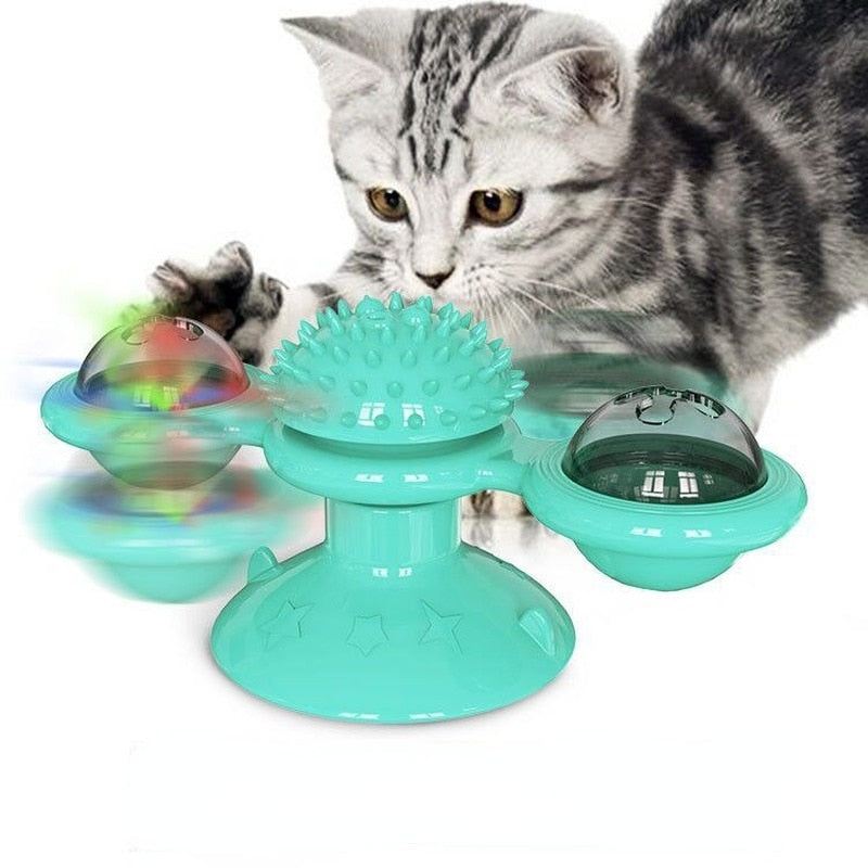 Juguete interactivo de molino de viento para gatos