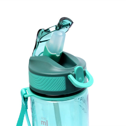 Botella de agua deportiva con bombilla