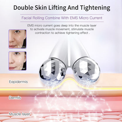 Rodillo eléctrico EMS para masaje facial, masajeador de microcorriente para estiramiento facial