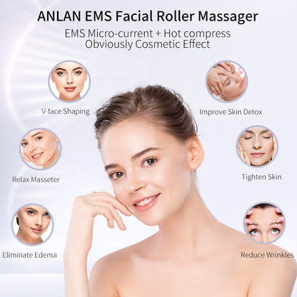 Rodillo eléctrico EMS para masaje facial, masajeador de microcorriente para estiramiento facial