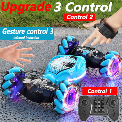 Coche teledirigido 4WD 1:16 Stunt con luz LED, gestor infrarrojo, inducción Twist, escalada, controlado por Radio, juguete para niños
