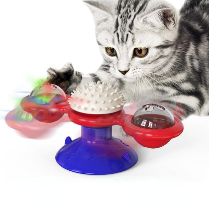 Juguete interactivo de molino de viento para gatos