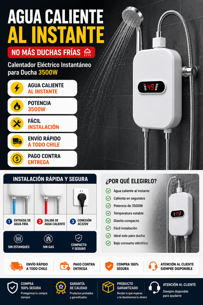 Calentador Eléctrico para Ducha 3500W
